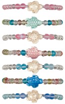 Colored Bead With Howlite Turtle Adjustable Slide Knot Bracelet (C) Assorted