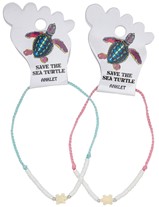 3MM On Color Cord With Howlite Sea Turtle Assorted Anklet