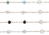 Facet Bead With Mini Pearl On Gold Chain Anklet Assorted