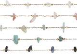 Stone Chip On Gold Chain Necklace Assorted