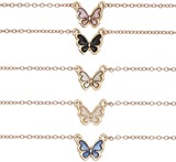Gold Enamel Floating Butterfly Pendant Anklet Assorted