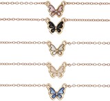 Enamel Floating Butterfly Pendant Anklet Assorted