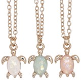 Sparkle Finish Sea Turtle Pendant On Rose Gold Chain Necklace Assorted