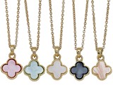 Mini Clover Pendant On Gold Chain Necklace Assorted