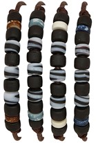 Black & Striped Bead Pattern Adjustable Slide-Knot Leather Bracelet Assorted