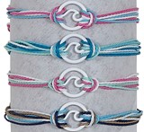 White Circle Wave on Multi Strand Cord Slide-Knot Adjustable Bracelet Assorted