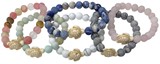 8MM Earth Tone Satin Bead Stretch Bracelet With Turtle Pendant Assorted