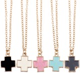 Enamel Cross Pendant Necklace Assorted