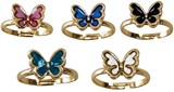 Gold Plated Colored Butterfly Adjustable Ring Assorted