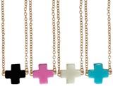Mini Resin Cross on Gold Chain Necklace Assorted