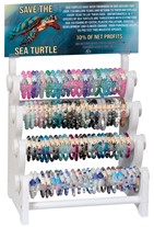 White Wood Bracelet Display Save The Sea Turtle (Does Not Include Merchandise)