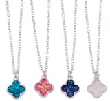 Sparkle Clover Pendant On Silver Chain Necklace Assorted