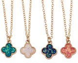 Sparkle Clover Pendant On Gold Chain Necklace Assorted