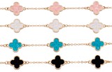 Enamel Multi Clover Pendant On Gold Chain Bracelet Assorted