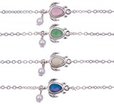 Cut Facet Bead With Pearl & Turtle Pendant Anklet Assorted