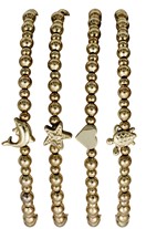 Gold Bead With Sea Life Pendant Elastic Bracelet Assorted