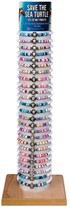 White & Color Fimo Bead W/Antiqued Pdt Turtle Elastic Bracelet Asst W/tube/base