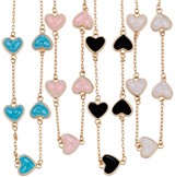 Enamel Multi Heart Pendants On Gold Chain Necklace Assorted