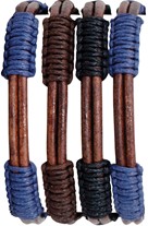 Leather With Woven Pattern Slide-Knot Adjustable Bracelet Assorted