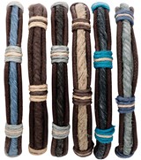 Leather With Block Weave Pattern Slide-Knot Adjustable Bracelet Assorted