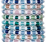 2 Bead Sea Glass Pattern on White Cord Slide Knot Bracelet Assorted