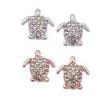 Rose Gold And Silver Crystal Stone Turtle Earrings Assorted