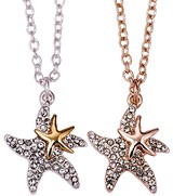 Rose Gold and Silver Double Starfish Pendant Necklace Assorted