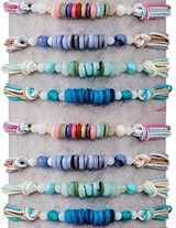 Multi Cord with Shell Disc Adjustable Slide Knot Bracelet Assorted