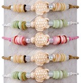 Shell Disc Howlite Turtle Adjustable Slide Knot Bracelet Assorted