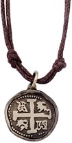 Cross Coin Pendant on Double Cord Necklace