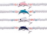Enamel Dolphin Pendant on Iridescent Seed Bead Necklace Assorted