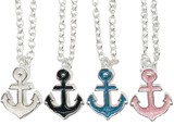 Small Enamel Anchor Pendant With Silver Chain Necklace Assorted