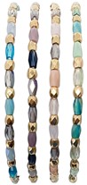 Facet And Gold Bead Elastic Bracelet Assorted