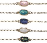 Small Sparkle Oval Glass Pendant On Gold Chain Bracelet Assorted