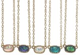 Small Sparkle Oval Facet Pendant on Gold Chain Necklace Assorted
