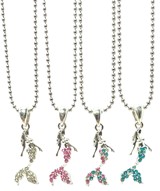 Small Rhinestone Mermaid Necklace On Ball Chain Assorted