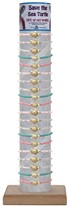 Smooth Bead W/Mini Howlite Turtle Pendant Slide Knot Bracelet Ass't Tube & Base