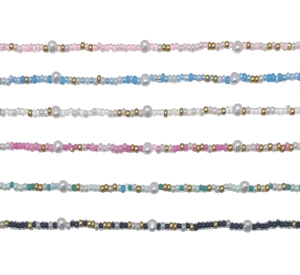 Colored Bead with Fresh Water Pearl Anklet Assorted