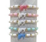 Gold Bead Fimo with Dolphin Pendant Adjustable Slide Knot Bracelet Assorted