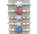 Gold Bead Fimo with Sea Turtle Pendant Adjustable Slide Knot Bracelet Assorted