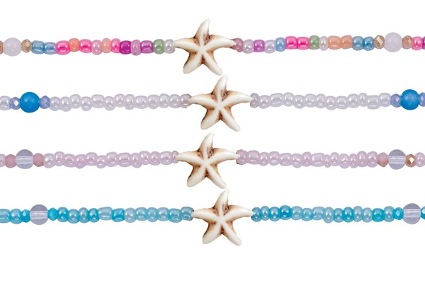 Iridescent Seed Bead With Small Howlite Starfish Necklace Assorted