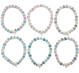 Sea Glass With Starfish Pendant Stretch Bracelet Assorted