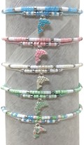 2 Strand Beaded With Dolphin Pendant Bracelet Assorted