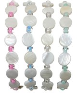 Adj. White Disc with Colored Bead Bracelet