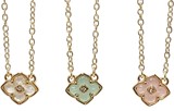 Gold Geometric Flower Enamel Necklace