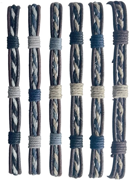 Adjustable 2 Cord & Leather Bracelet