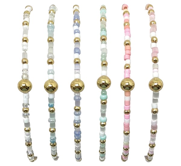 Elastic Asst'd Miyuki & Gold Elastic Bracelet