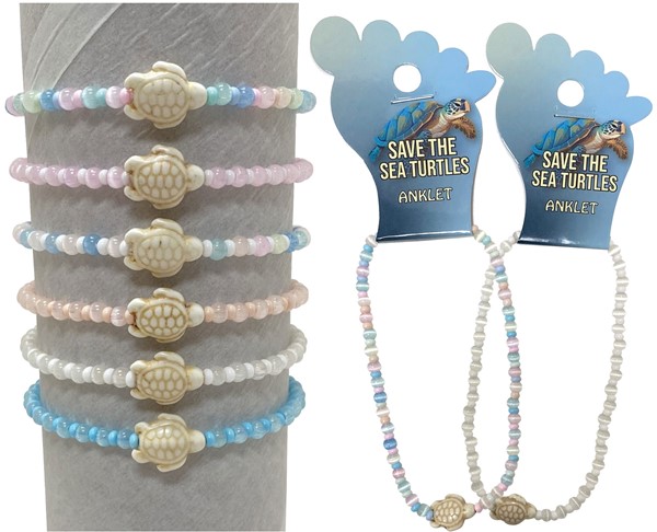 4MM Cat-Eye Bead and Howlite Turtle Anklet