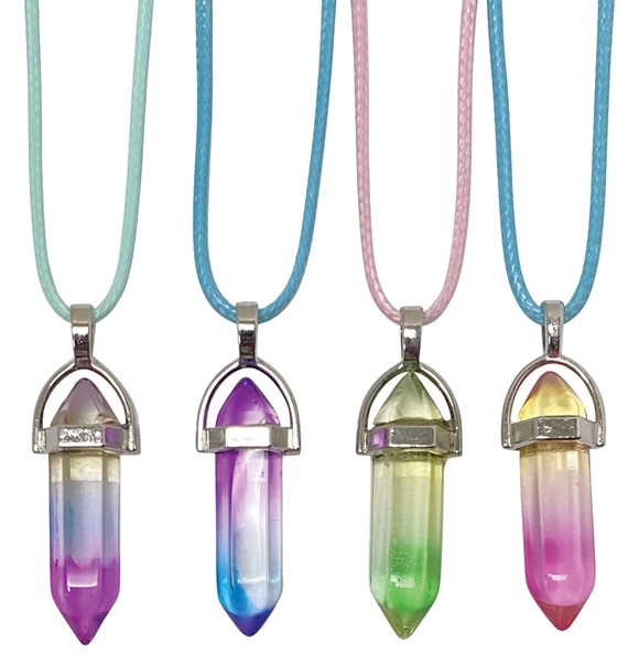 Multi Color Crystal On Cotton Cord Necklace