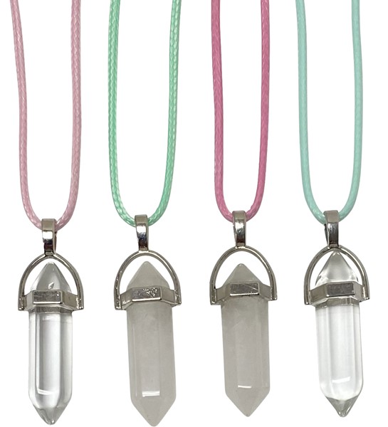 Quartz & Smokey Quartz Pendant On Cotton Cord Necklace
